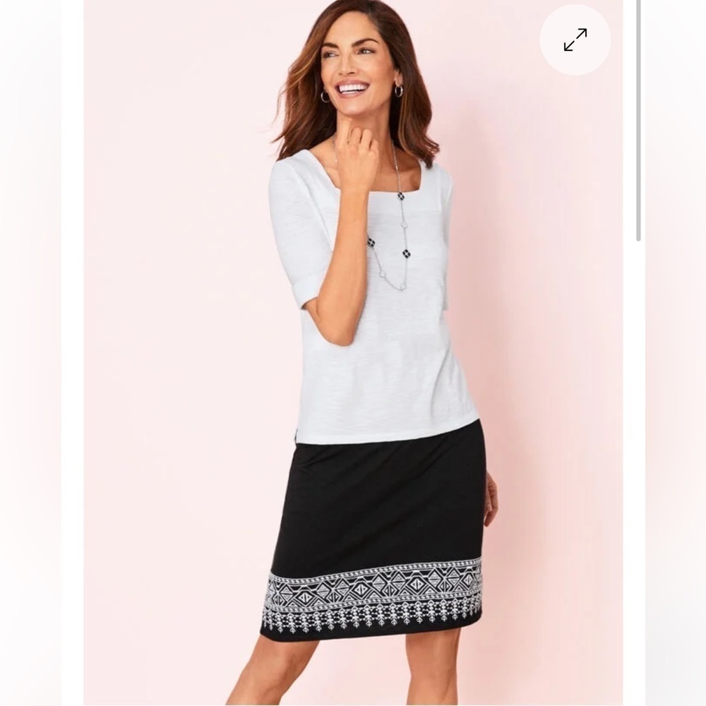 Kate Spade Skirt the Rules skirt Tribal Geometric embroidered trim sz 8 black